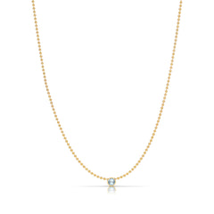 A Single Birthstone Layering Necklace - Yellow Gold in Aquamarine - March on a white background.
