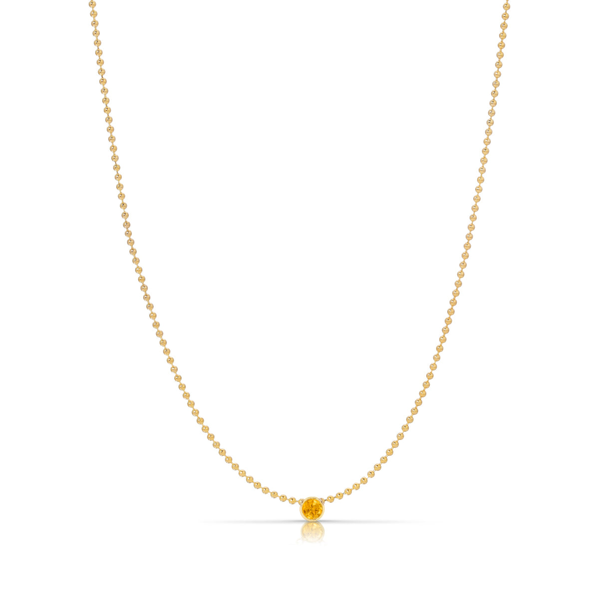 A Single Birthstone Layering Necklace - Yellow Gold in Citrine - November on a white background.