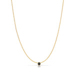 A Single Birthstone Layering Necklace - Yellow Gold in Onyx - August on a white background.