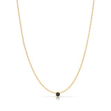A Single Birthstone Layering Necklace - Yellow Gold in Onyx - August on a white background.