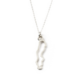 A Sweden pendant necklace in sterling silver on a white background.