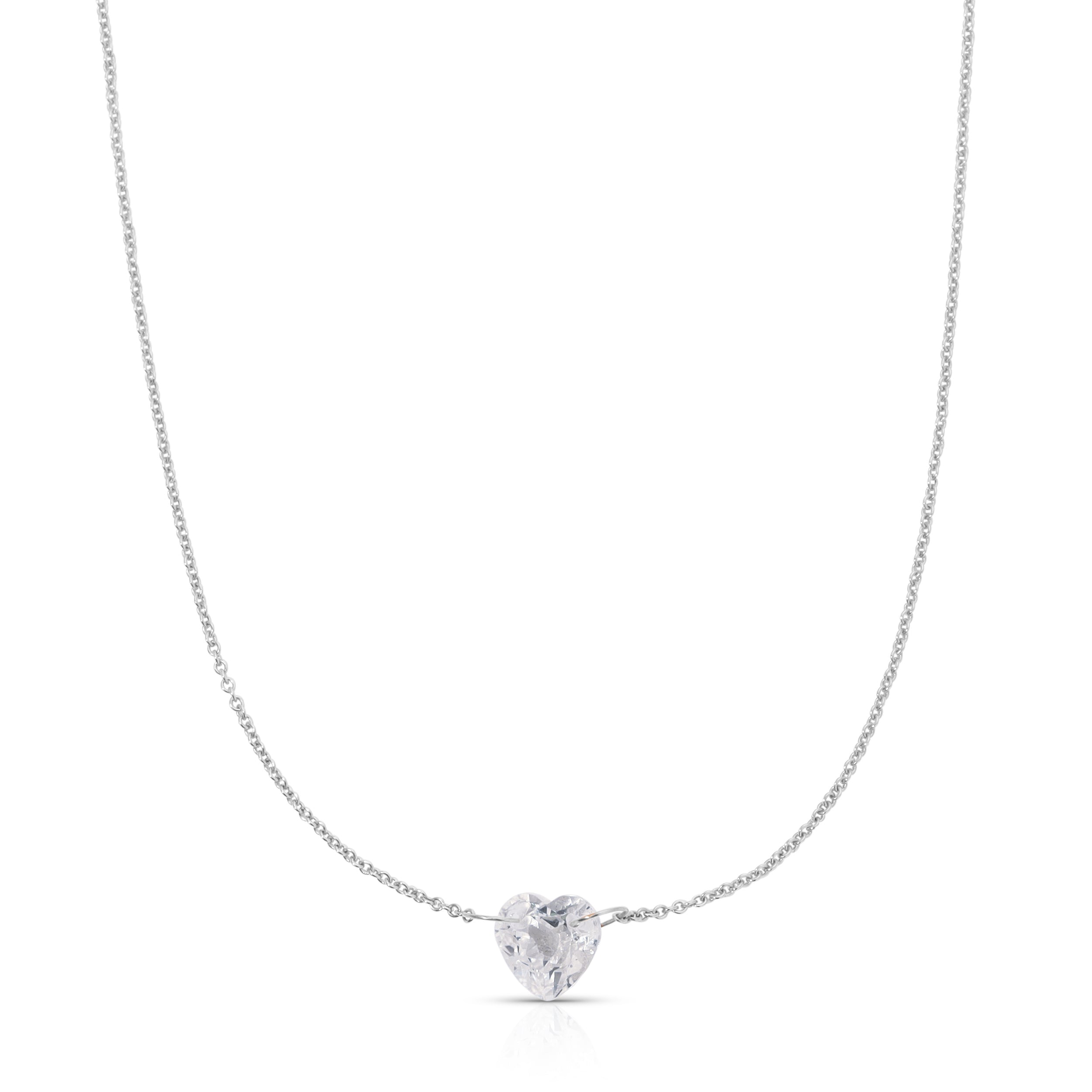 Emerald Cut Sapphire Necklace in White Gold | KLENOTA
