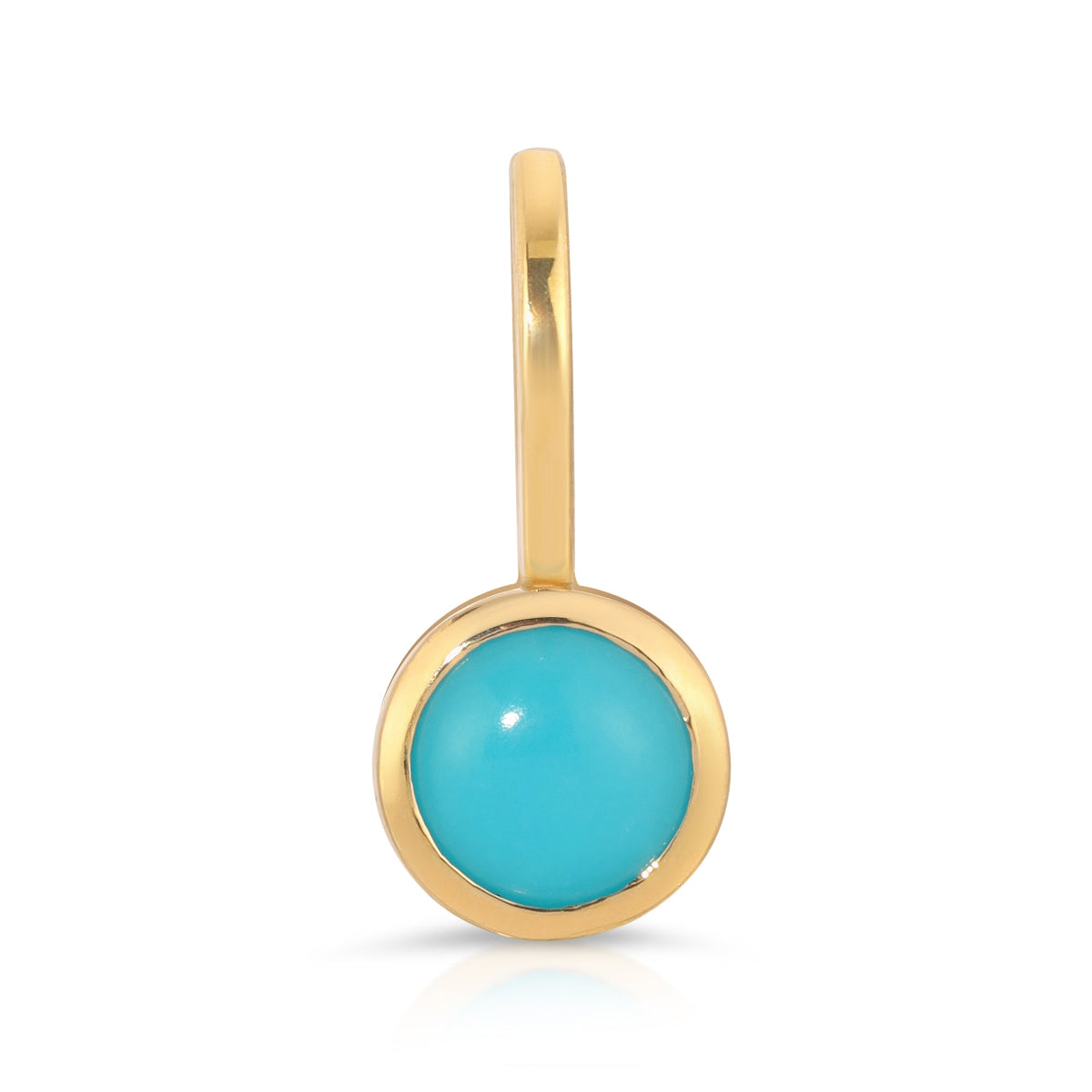 A Turquoise Dangle Charm on a white background. 