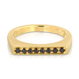 A Pave Geo Ring - Black Diamond on a white background. 
