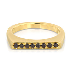 A Pave Geo Ring - Black Diamond on a white background. 