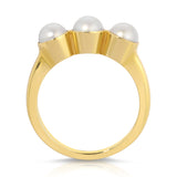 A Tres Pearl Ring on a white background. 
